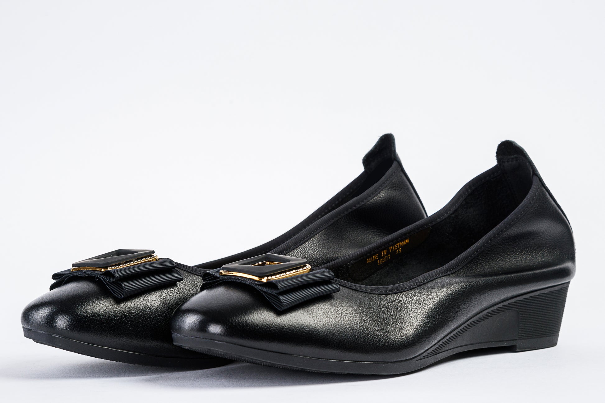 Mirel – Black Leather Wedge Shoes for Women Mirel – Black Leather Wedge Shoes for Women